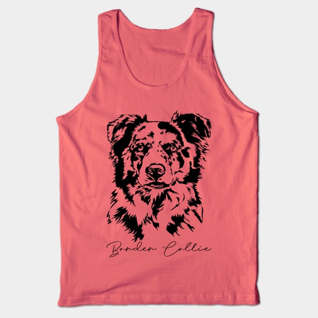 Merle Border Collie dog Portrait Tank Top by wilsigns